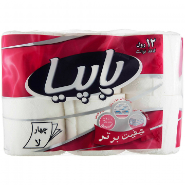دستمال توالت 4 لایه پاپیا 12 عددی